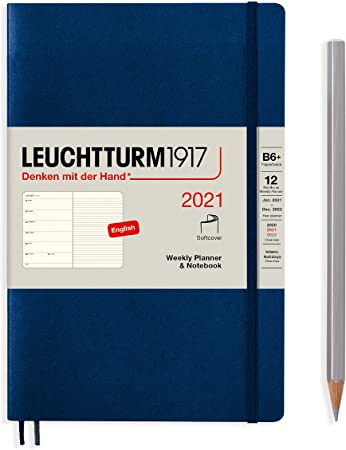 Leuchtturm1917 Weekly Planner & Notebook Softcover Paperback (B6 ) 2021, English, Navy