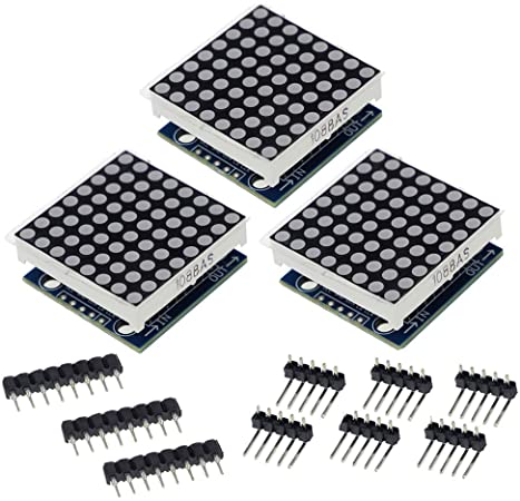 HiLetgo 3pcs MAX7219 8x8 Dot Matrix LED Display Module 5V MCU Control MAX7219 88 LED Dot Matrix DIY Kit