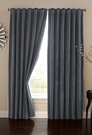 Absolute Zero Velvet Blackout Home Theater Curtain Panel, 95Inch, Stone Blue