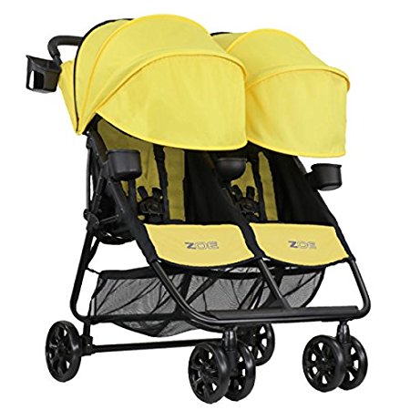 ZOE XL2 BEST v2 Lightweight Double Travel & Everyday Umbrella Twin Stroller System (Yellow)