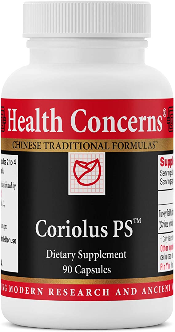 Health Concerns - Coriolus PS - Turkey Tail Chinese Herbal Supplement - Activates Macrophage Function - with Trametes Versicolor Extract - 90 Count