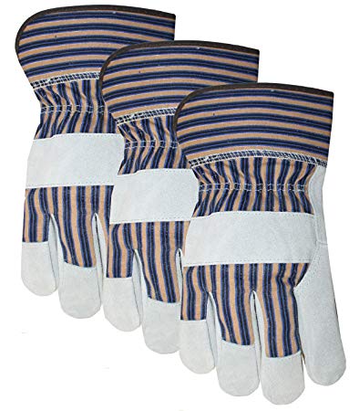 MidWest Gloves and Gear Midwest Gloves and Gear 7733P03-L-AZ-6 Heavyweight Suede Cowhide Work Glove, Large, 3-Pack