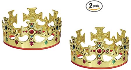 Unique Gold Plastic Jeweled King Crown (2)