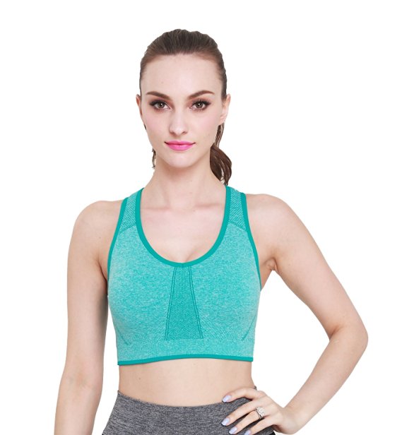 MISSALOE Women's Seamless Sports Bras with Removable Cups High Impact Yoga Bra
