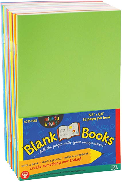 Hygloss Products Colorful Blank Books – Books for Journaling, Sketching, Writing & More – Great for Arts & Crafts - 10 Assorted Bright, Fun Colors - 5.5 x 8.5 Inches - 10 Pack