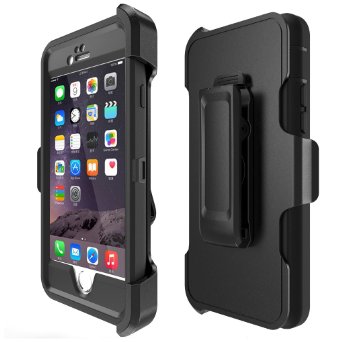 iPhone 6 Case iPhone 6S Case HEAVY DUTY Built-in Screen Protector Tough 4 in1 Rugged Shorkproof Waterproof Cover With Kickstand black