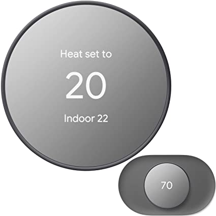 Google Nest Thermostat - Smart Thermostat for Home - Programmable WiFi Thermostat - Charcoal GA02081-US Bundle with Matching Google Nest Thermostat Trim Kit Wall Mount Plate GA02086-US