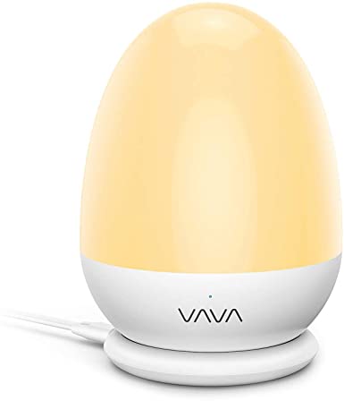 VAVA Night Lights for Kids with Stable Charging Pad, Rechargeable Bedside Table Lamp for Breastfeeding, Touch Control & Timer Setting, 200hrs Run Time ABS PC White