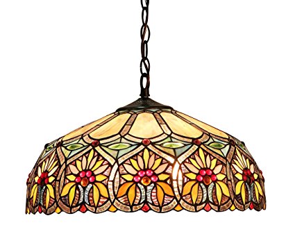 Chloe Lighting CH33453BF18-DH2 Sunny Tiffany-Style Floral 2-Light Ceiling Pendant with Fixture with 18-Inch Shade