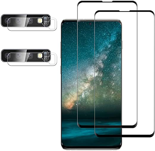 [2 2 Pack] Galaxy S10 Screen Protector, 9H Tempered Glass Include a Camera Lens Protector,Ultrasonic Fingerprint Compatible,HD Clear,3D Curved for Samsung S10 Glass Screen Protector