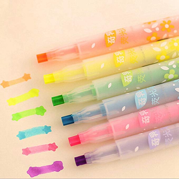 KitMax (TM) Pack of 12 Pcs Cute Cool Colorful Candy Color Star Shape Pen Tip Highlighter Pen Office School Supplies Students Children Gift (Color May Vary)