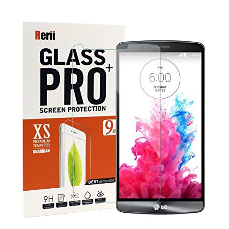 LG G3 Screen Protector - Rerii Tempered Glass Screen Protector for LG G3, High Definition Clear Tempered Glass, Screen Protector