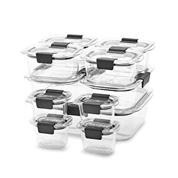 Rubbermaid Brilliance 100% Leak-Proof Microwavable Crystal Clear Food Storage Container Set, 22-Piece