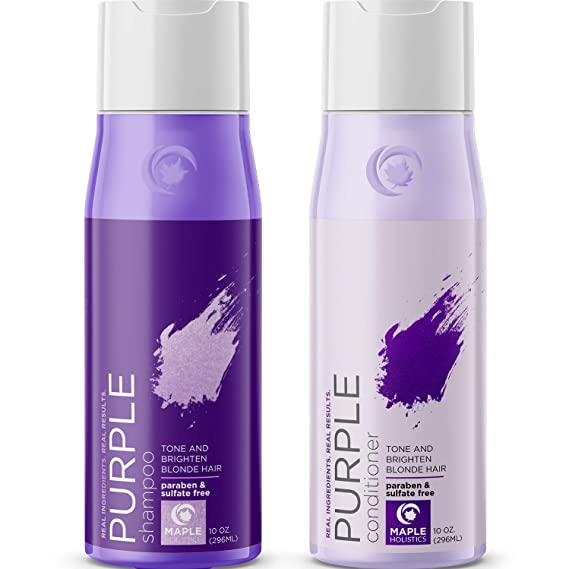 Purple Shampoo and Conditioner for Blonde Hair - Sulfate Free Purple Shampoo for Brassy Hair and Color Conditioner Hair Toner for Brassiness - Blonde Shampoo for Color Treated Hair with Argan Oil