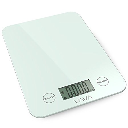 VAVA Digital Kitchen Food Scale Tempered Glass Surface & Touch Sensitive Controls, Perfect for Baking & Cooking (3 Measuring Modes, Up to 8 kg / 17.64 lb / 282.19 oz, FDA Certified, Auto Shut Off)