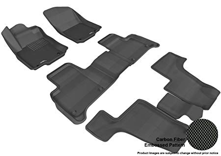 3D MAXpider Complete Set Custom Fit All-Weather Floor Mat for Select Mercedes-Benz GLS-Class/ GL-Class Models - Kagu Rubber (Black)