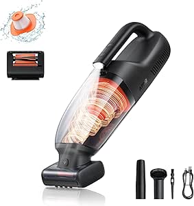 Baseus Hand Held Vacuum Cordless, 160W Car Vacuum Cleaner, Pet Hair Vacuum with LED Light and 10000mAh Battery, Rechargeable Portable Vac for Car Home RV Carpet Couch Stair, No Entanglement (AP02)