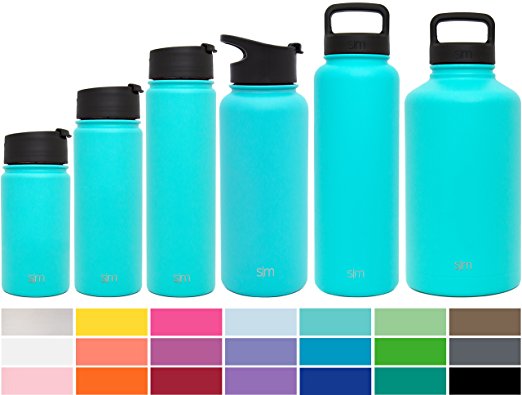 Simple Modern Summit Water Bottle   Extra Lid - Vacuum Insulated Stainless Steel Wide Mouth Hydro Travel Mug - Powder Coated Double-Walled Flask