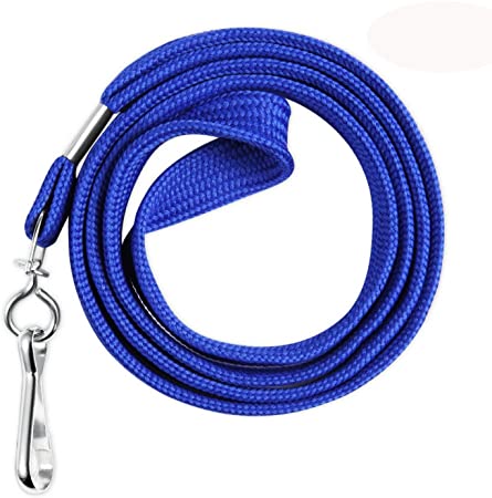 HOSL 100 Pack Economy Badge Lanyards Business Card Lanyards ID Card Lanyards Employee Lanyards Students Lanyards Round 36" with Swivel Hook (Wide Blue)