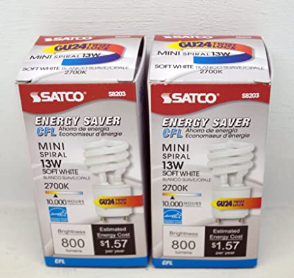 Satco S8203 Lamp,13w CFL,GU24 Base (Pack of 2)