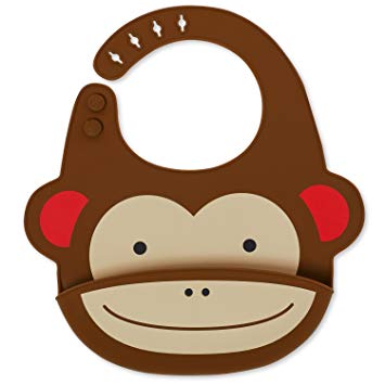 Skip Hop Zoo Fold & Go Silicone Bib, Brown Monkey