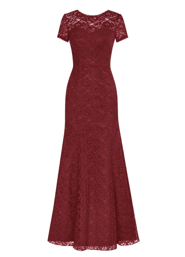 Dresstells® Long Lace Bridesmaid Dress Short Sleeved Evening Party Dress