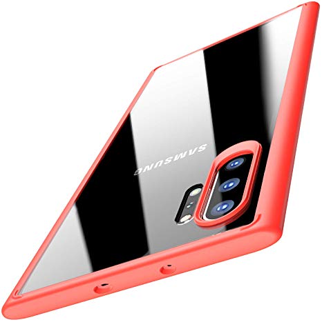 TOZO for Samsung Galaxy Note 10 Plus Case, PC   TPU Clear Hard Back Panel Hybrid Ultra-Thin [ Slim Fit ] Protect Cover Shock Absorption Back-Transparent Bumper for Samsung Galaxy Note 10  5G [Red]