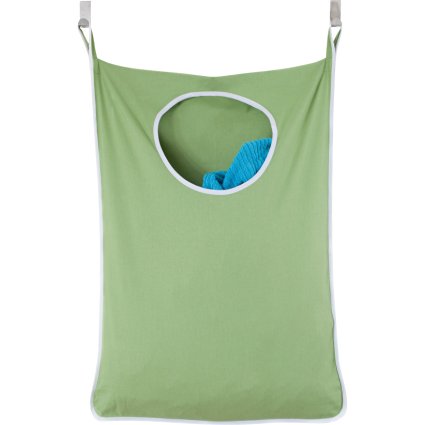 Laundry Nook Door-Hanging Laundry Hamper with Stainless Steel Hooks (Green)