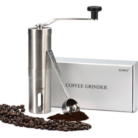 Sunko Coffee Grinder with Hand Crank with 15 ml Scoop