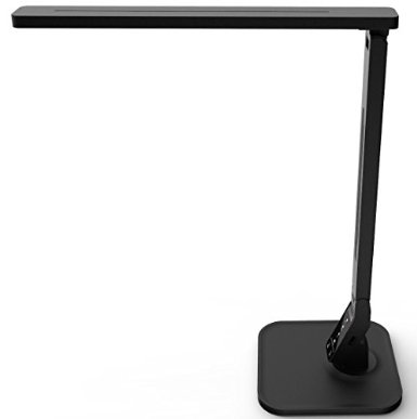 LAMPAT Dimmable LED Desk Lamp 4 Lighting Modes ReadingStudyingRelaxationBedtime 5-Level Dimmer Touch-Sensitive Control Panel 1-Hour Auto Timer 5V1A USB Charging Port Piano Black