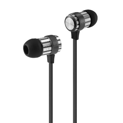 SoundPEATS In-Ear Headphones Noise Cancelling Earphones Stereo Earbud Headphones with Mic and In-line Control (Metal Housing, Flat Cable, Crystal Clear Sound) - M10 Black