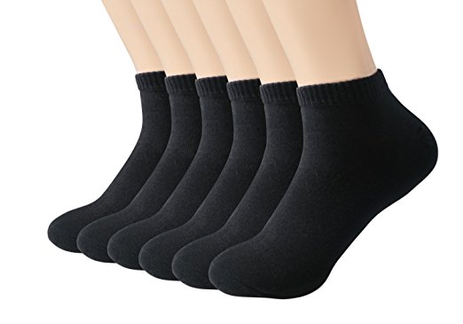 DANTENG Men's Cotton Ankle Socks No Show Athletic Casual - 6 Pack(Black)