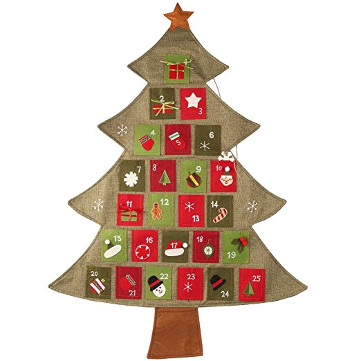 D-FantiX Christmas Tree Fabric Advent Calendar, Reusable Countdown To Christmas Calendar Indoor Hanging Decorations