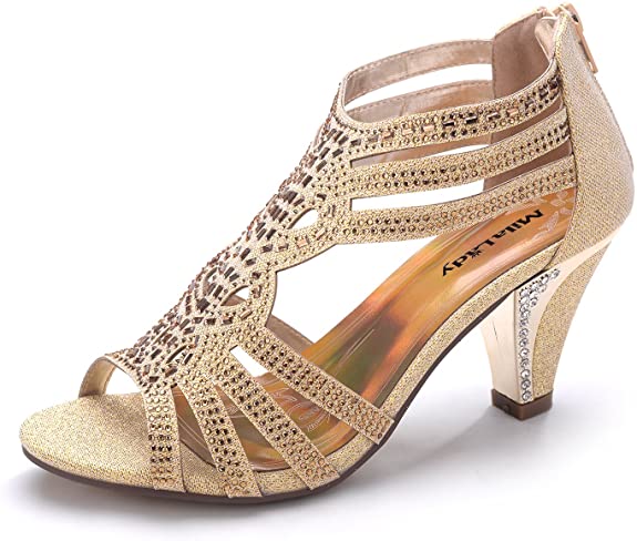 Mila Lady Women's Lexie Crystal Dress Heeled Sandals (Kimi25)
