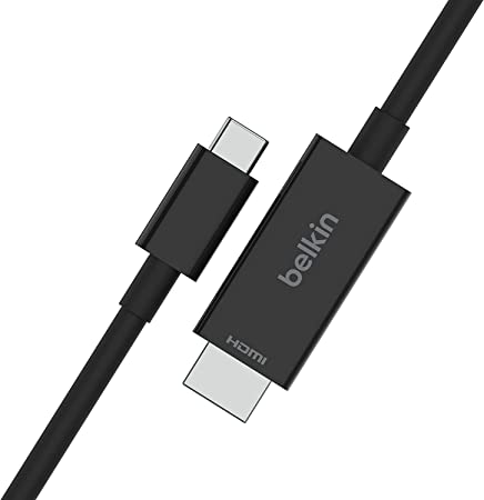 Belkin USB Type C to HDMI 2.1 Cable, 6.6FT/2M Cable with 8K@60Hz, 4K@144Hz, HDR, HBR3, DSC, HDCP 2.2, Works with Chromebook Certified, Compatible with MacBook, iPad Pro and Other USB C Devices