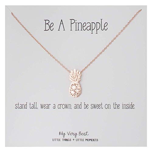 My Very Best Dainty Pineapple Necklace Be A Pineapple_stand tall. wear a crown, and be sweet on the inside.