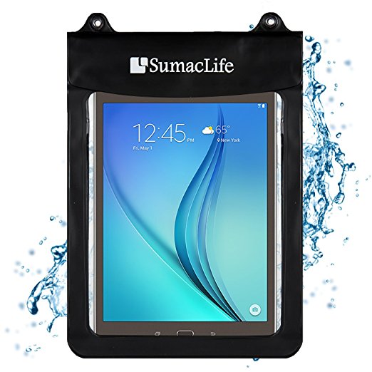 Sumaclife Waterproof Pouch Dry Bag Case for Samsung Galaxy Tab S2 / Tab A 9.7" and other 10.1" -10.5'' Tablets - iPad, Transformer Book/Pad (Black)