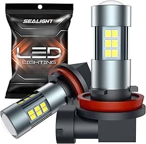 SEALIGHT H11 H8 H16 LED Fog Light Bulbs or DRL, Real 360° illumination Fog Bulbs, 6000K 400% Brightness Upgraded, H16 Front Fog Lamp,Non-polarity, Pack of 2, Plug&Play