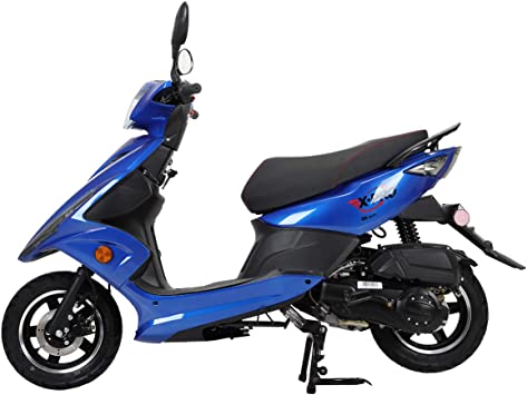 X-PRO Bali 150 Moped Street Gas Moped 150cc Adult Bike with 10" Aluminum Wheels! Assembled in Crate! (Blue)