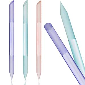 3 Pieces Glass Cuticle Pusher Cuticle Remover Glass Nail File Dual Ended Manicure Pedicure Tools for Nails and Cuticles Care (Pink, Purple, Blue)