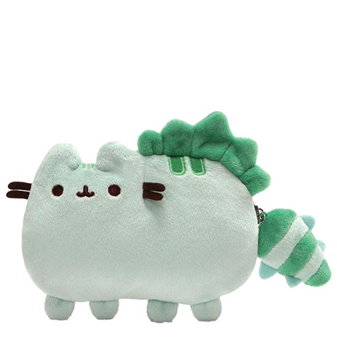 GUND Pusheen Pusheenosaurus Dinosaur Cat Plush Coin Purse, Green, 5"