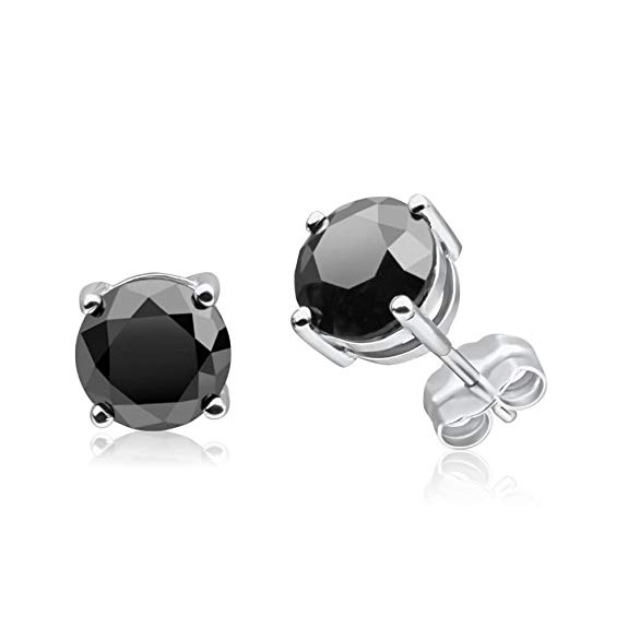 1/2-10 Carat Total Weight Black Diamond Stud Earrings