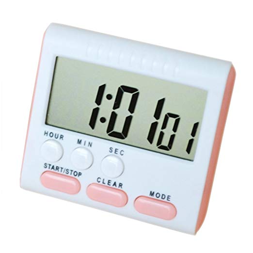 JYS365 Multi-Color Kitchen Cooking Timer Large LCD Digital Alarm Clock - Pink