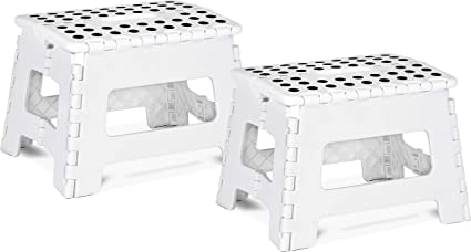 Utopia Home Foldable Step Stool for Kids - 11 Inches Wide and 8 Inches Tall - Holds Up to 300 lbs - Lightweight Plastic Design (White, Pack of 2)