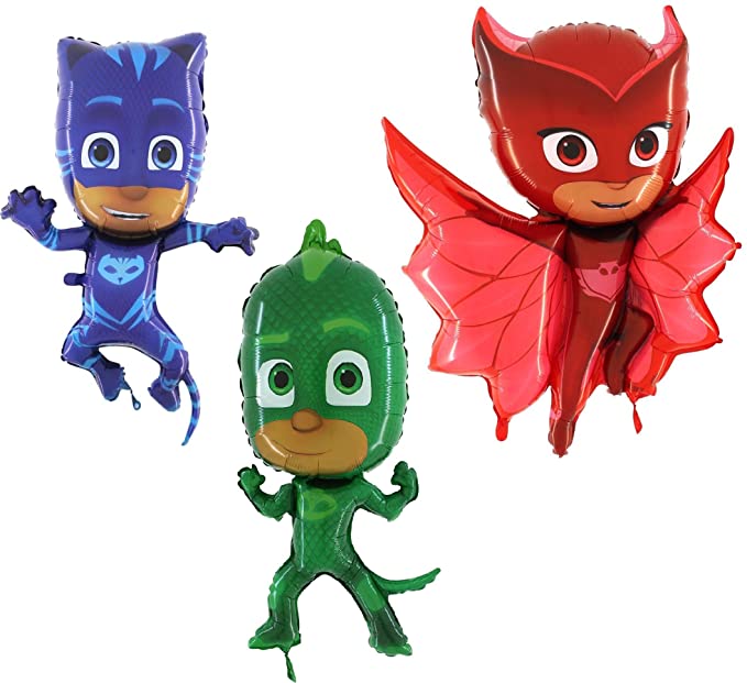 Toyland Set of 3 Foil Shape Character Balloons - Catboy, Gekko & Owlette - Children's Party Supplies