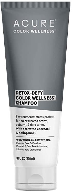 ACURE Detox-Defy Color Wellness Shampoo | 100% Vegan | Activated Charcoal & Sunflower Seed Extract - Protects Hair From Environmental Stress & Prevents Color Fade | For Dark Hair | 8 Fl Oz