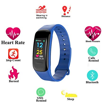 Fitness Tracker, Activity Tracker Watch with Heart Rate Monitor, IP67 Waterproof Bluetooth Small Wristband Bracelet Pedometer Fitness Watch Counter for Android and iOS Smartphone, Men Women Boys Girls