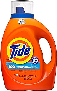 Tide Liquid Laundry Detergent, HE Compatible, Clean Breeze Scent, 64 loads, 84 fl oz (Packaging May Vary)