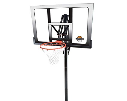 Lifetime 71281 In Ground Power Lift Basketball System, 52 Inch Shatterproof Backboard