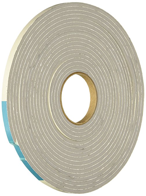 MD 02238 1/4-Inch X 1/8-Inch X 17-Feet High Density Foam Tape with Adhesive Closed Cell, Gray